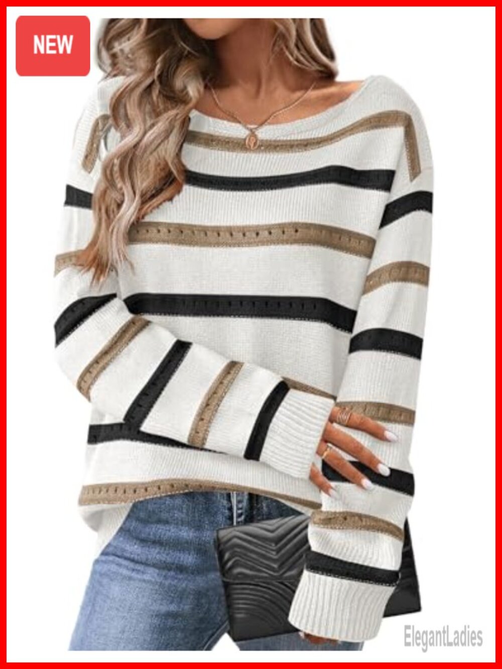 Crochet Knit Off Shoulder Sweater Loose Fit Pullover